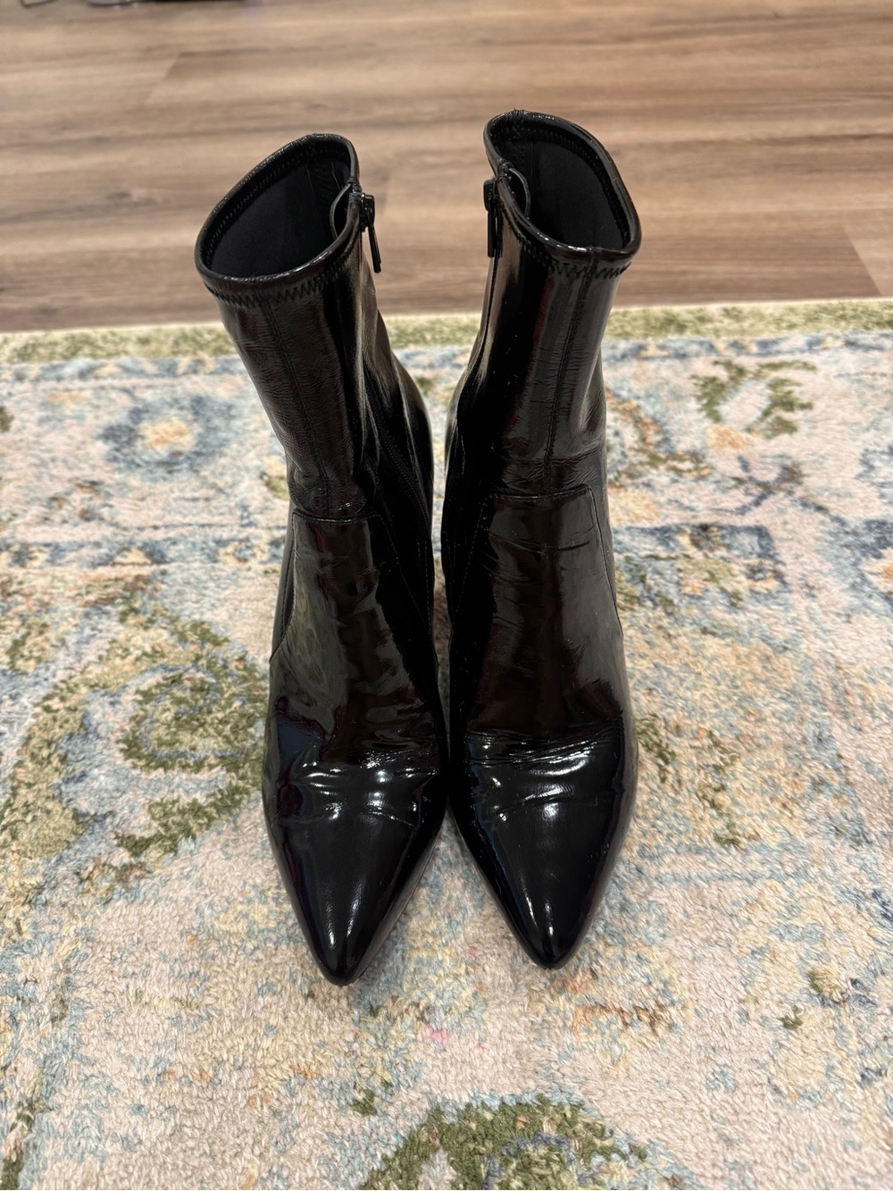 Loeffler Randall Black Patent Pointed Toe Ankle Boots